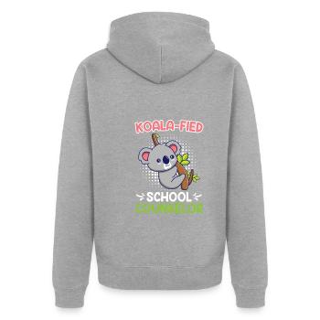 Koala - compagnon d’école qualifié fied - Veste à capuche bio Premium Unisexe - gris chiné - Dos - Nico (187cm)
