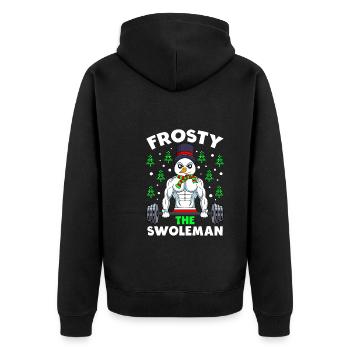Moche culturiste de Noël Bonhomme de neige - Veste à capuche bio Premium Unisexe - noir - Dos - Nico (187cm)