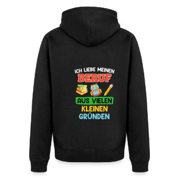 Kindergarten Ich liebe meinen Beruf Erzieherin - Unisex Premium Bio Zip Hoodie - Schwarz - Hinten - Nico (187cm)