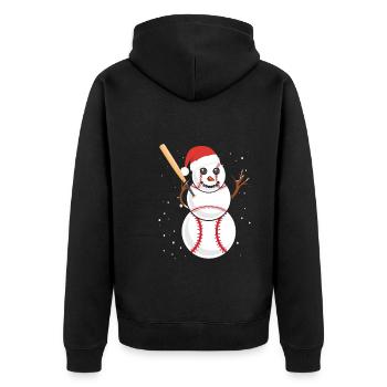 Baseball Schneemann Baseball Spieler Baseballer - Unisex Premium Bio Zip Hoodie - Schwarz - Hinten - Nico (187cm)