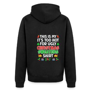 Es ist zu heiß für Ugly Christmas - Unisex Premium Bio Zip Hoodie - Schwarz - Hinten - Nico (187cm)