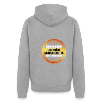 Inclusion Je suis le légendaire compagnon d’école - Veste à capuche bio Premium Unisexe - gris chiné - Dos - Nico (187cm)