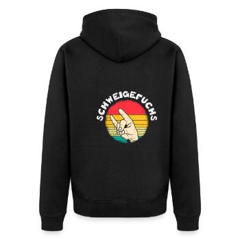 Ruhige Klasse Schweigefuchs ich bin Lehrer - Unisex Premium Bio Zip Hoodie - Schwarz - Hinten - Nico (187cm)