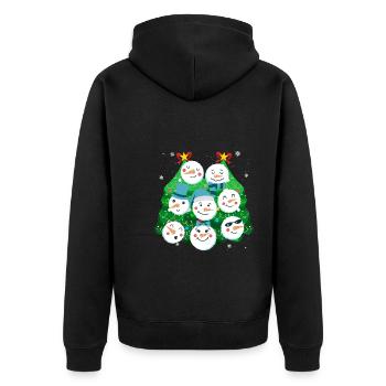 Tannenbaum Snowmies Schneemann - Unisex Premium Bio Zip Hoodie - Schwarz - Hinten - Nico (187cm)