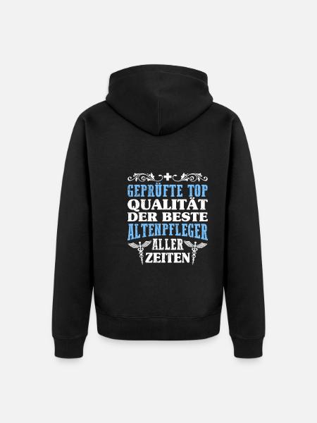 Top Qualität der beste Altenpfleger - Unisex Premium Bio Zip Hoodie - Schwarz
