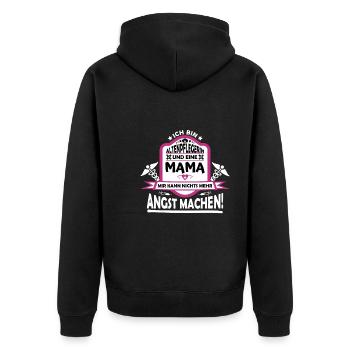 Nichts kann mir Angst machen Mama & Altenpflegerin - Unisex Premium Bio Zip Hoodie - Schwarz - Hinten - Nico (187cm)