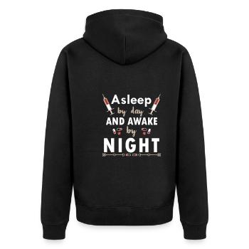 Nurse Sleep Awake at Night during the Day - Unisex Premium Organic Zip Hoodie - black - Back - Nico (187cm)