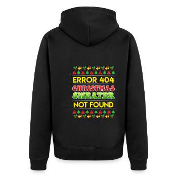 Error Christmas Sweater not found Ugly Christmas - Unisex Premium Bio Zip Hoodie - Schwarz - Hinten - Nico (187cm)