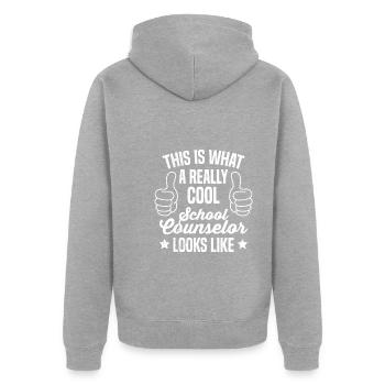 Voici à quoi ressemble un compagnon d’école cool - Veste à capuche bio Premium Unisexe - gris chiné - Dos - Nico (187cm)