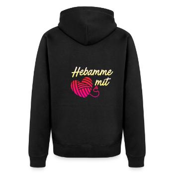Ich bin eine Hebamme mit Herz Hebamme - Unisex Premium Bio Zip Hoodie - Schwarz - Hinten - Nico (187cm)