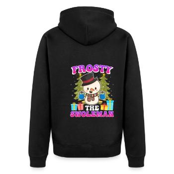 Frosty the Swoleman Snowman Weight Training - Unisex Premium Organic Zip Hoodie - black - Back - Nico (187cm)