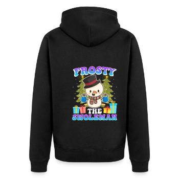 Frosty the Swoleman Snowman Weight Training - Unisex Premium Organic Zip Hoodie - black - Back - Nico (187cm)
