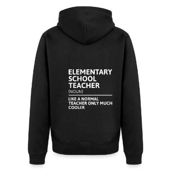 Grundschullehrer Wie normaler Lehrer cooler Lehrer - Unisex Premium Bio Zip Hoodie - Schwarz - Hinten - Nico (187cm)