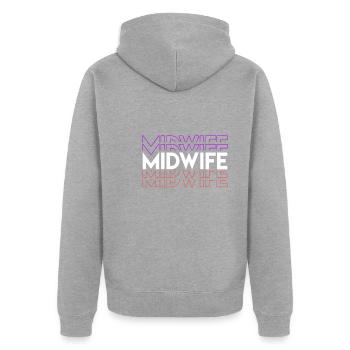 Doula Geburtshelfer Hebamme - Unisex Premium Bio Zip Hoodie - Grau meliert - Hinten - Nico (187cm)