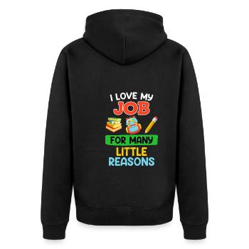 Kindergarten Ich liebe meinen Beruf Erzieherin - Unisex Premium Bio Zip Hoodie - Schwarz - Hinten - Nico (187cm)
