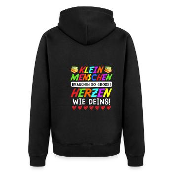Kleine Menschen brauchen großes Herz Erzieherin - Unisex Premium Bio Zip Hoodie - Schwarz - Hinten - Nico (187cm)