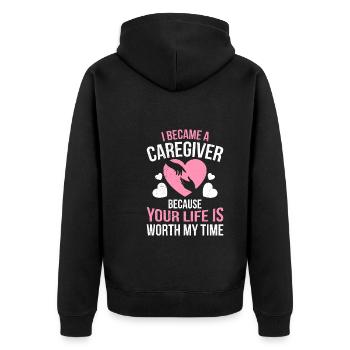 Votre vie est importante pour moi Aidant Aidant - Veste à capuche bio Premium Unisexe - noir - Dos - Nico (187cm)
