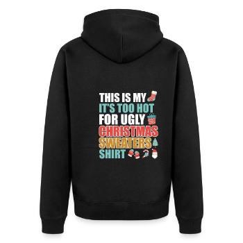 Es ist zu heiß für Ugly Christmas Sweater - Unisex Premium Bio Zip Hoodie - Schwarz - Hinten - Nico (187cm)