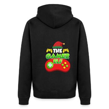The Gamer Elf Gaming - Unisex Premium Bio Zip Hoodie - Schwarz - Hinten - Nico (187cm)
