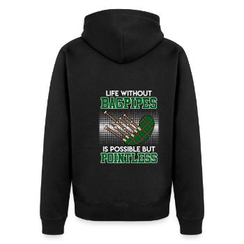 Possible but pointless Life without bagpipes - Unisex Premium Organic Zip Hoodie - black - Back - Nico (187cm)