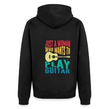 Musicien Seulement une femme qui aime jouer de la guitare - Veste à capuche bio Premium Unisexe - noir - Dos - Nico (187cm)