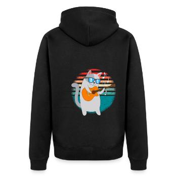 Katzenjammer Katze spielt die Gitarre - Unisex Premium Bio Zip Hoodie - Schwarz - Hinten - Nico (187cm)