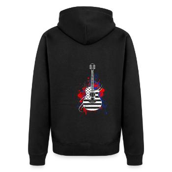 USA Gitarre Country Herzschlag Gitarrist - Unisex Premium Bio Zip Hoodie - Schwarz - Hinten - Nico (187cm)