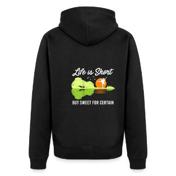 La vie est courte mais douce pour certaines guitares - Veste à capuche bio Premium Unisexe - noir - Dos - Nico (187cm)