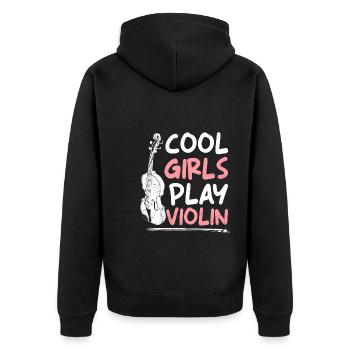 Musikerin Coole Mädchen spielen Geige - Unisex Premium Bio Zip Hoodie - Schwarz - Hinten - Nico (187cm)
