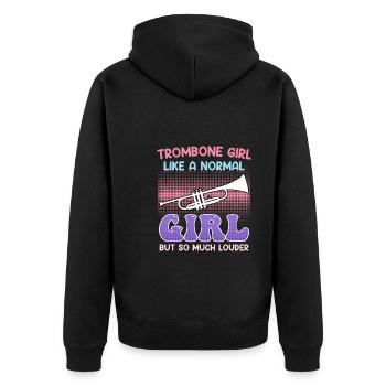 Musiker wie ein normales Mädchen nur laut Posaune - Unisex Premium Bio Zip Hoodie - Schwarz - Hinten - Nico (187cm)