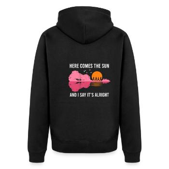 The Here comes the sun Akustik Gitarre - Unisex Premium Bio Zip Hoodie - Schwarz - Hinten - Nico (187cm)