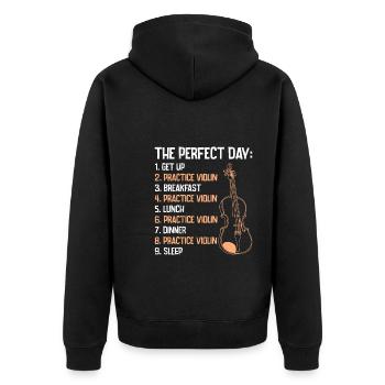 Musiker der perfekte Tag Ich übe Geige - Unisex Premium Bio Zip Hoodie - Schwarz - Hinten - Nico (187cm)