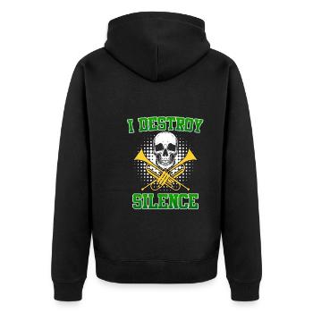 Posaunist Trompete Ich zerstöre Ruhe mit Posaune - Unisex Premium Bio Zip Hoodie - Schwarz - Hinten - Nico (187cm)