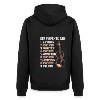 Musiker der perfekte Tag Ich übe Geige - Unisex Premium Bio Zip Hoodie - Schwarz - Hinten - Nico (187cm)
