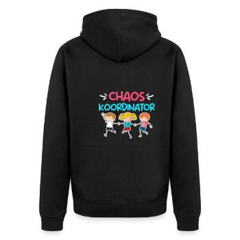 Kinder Chaos Koordinator im Kindergarten - Unisex Premium Bio Zip Hoodie - Schwarz - Hinten - Nico (187cm)