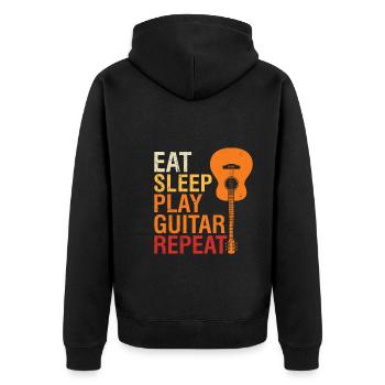 Food sleeping guitar playing guitar - Unisex Premium Organic Zip Hoodie - black - Back - Nico (187cm)