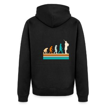 Musiker Dudelsackspieler Evolution Dudelsack - Unisex Premium Bio Zip Hoodie - Schwarz - Hinten - Nico (187cm)