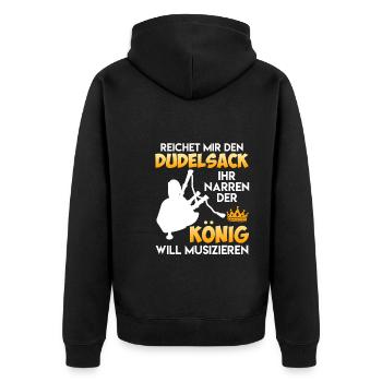 The king wants to make music hands me the bagpipes - Unisex Premium Organic Zip Hoodie - black - Back - Nico (187cm)