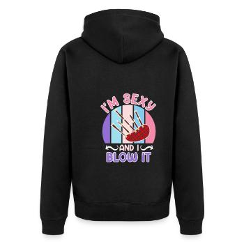 Je suis sexy et je souffle dans la cornemuse - Veste à capuche bio Premium Unisexe - noir - Dos - Nico (187cm)