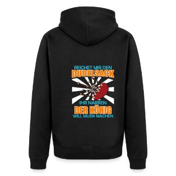 King wants to make music hands me the bagpipes - Unisex Premium Organic Zip Hoodie - black - Back - Nico (187cm)