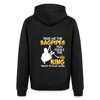The king wants to make music hands me the bagpipes - Unisex Premium Organic Zip Hoodie - black - Back - Nico (187cm)
