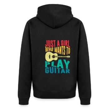 Musikerin Nur ein Mädchen das spielt gerne Gitarre - Unisex Premium Bio Zip Hoodie - Schwarz - Hinten - Nico (187cm)