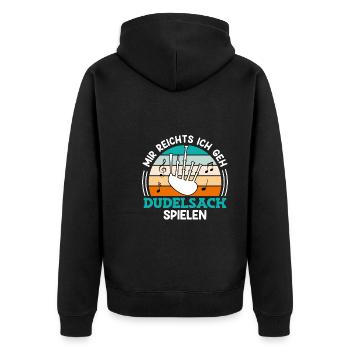 Musiker Mir reichts ich spiele jetzt Dudelsack - Unisex Premium Bio Zip Hoodie - Schwarz - Hinten - Nico (187cm)