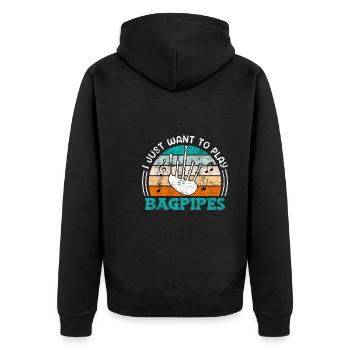 Musiker Mir reichts ich spiele jetzt Dudelsack - Unisex Premium Bio Zip Hoodie - Schwarz - Hinten - Nico (187cm)