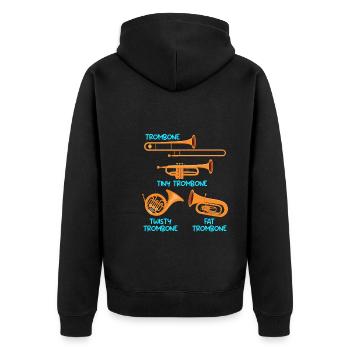 Kleine Posaune Kurvige Posaune Dicke Posaune - Unisex Premium Bio Zip Hoodie - Schwarz - Hinten - Nico (187cm)