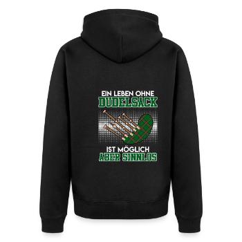 Possible but pointless Life without bagpipes - Unisex Premium Organic Zip Hoodie - black - Back - Nico (187cm)
