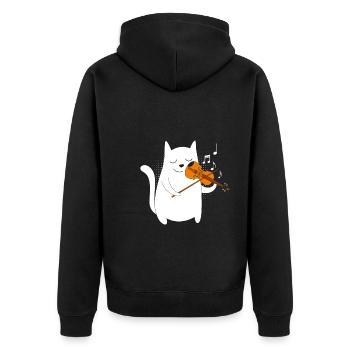 Musicien avec chat je joue du violon - Veste à capuche bio Premium Unisexe - noir - Dos - Nico (187cm)