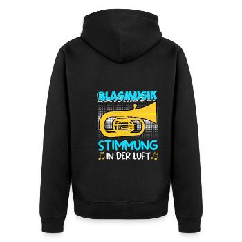 Tuba Trompete Stimmung in der Luft Blasmusik - Unisex Premium Bio Zip Hoodie - Schwarz - Hinten - Nico (187cm)