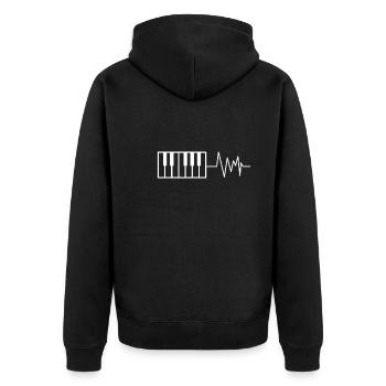 Musik mein Herz schlägt für Klavier - Unisex Premium Bio Zip Hoodie - Schwarz - Hinten - Nico (187cm)