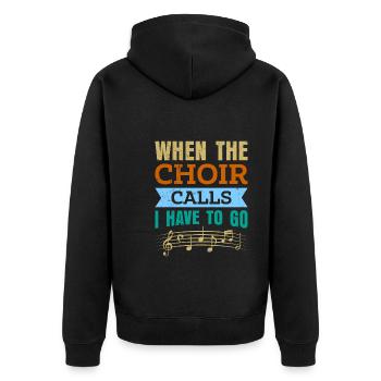 Wenn der Chor ruft muss ich los Musik Noten - Unisex Premium Bio Zip Hoodie - Schwarz - Hinten - Nico (187cm)